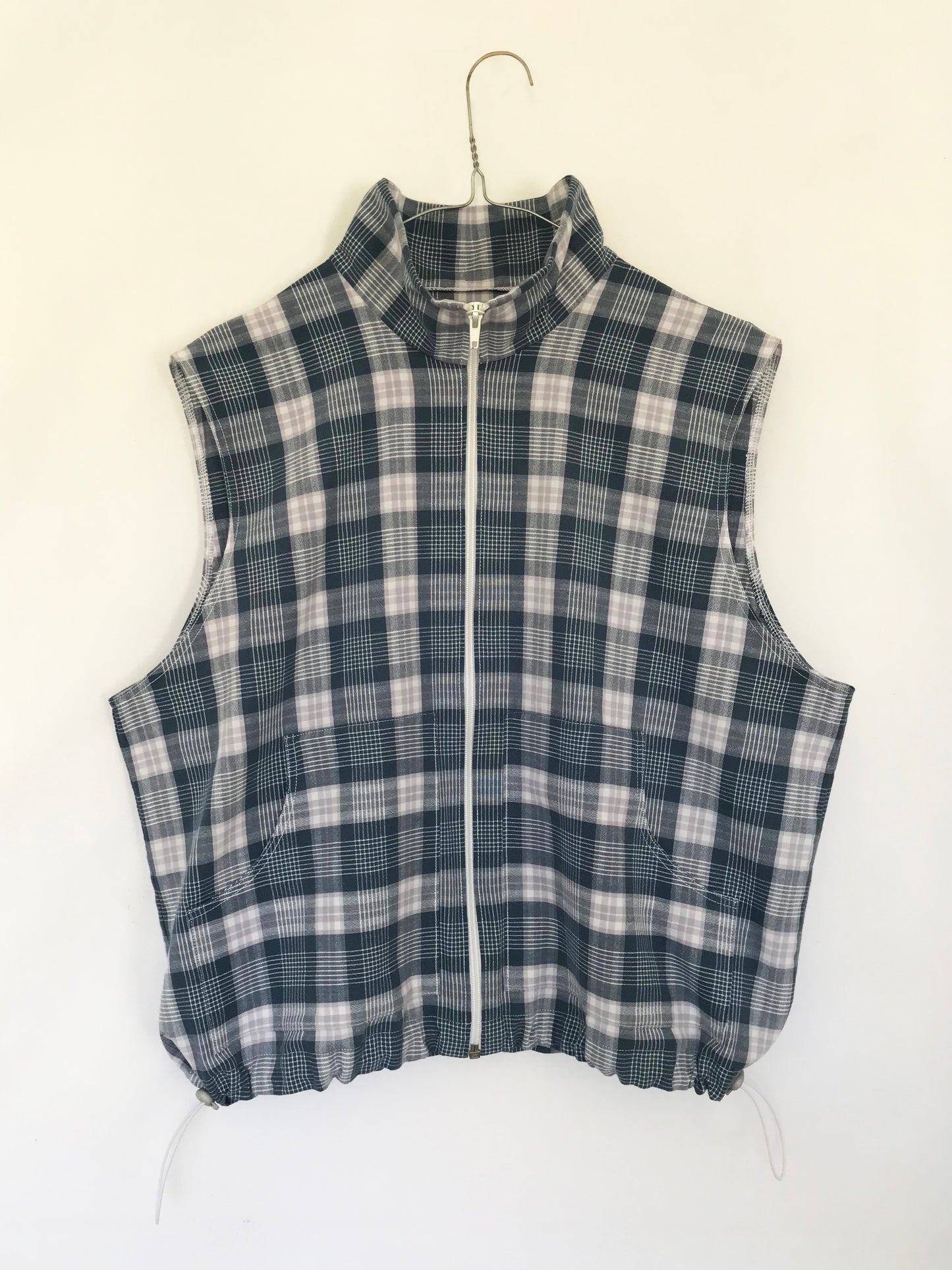 Chemise sans manche à carreaux Bleu clair