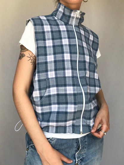Chemise sans manche à carreaux Bleu clair