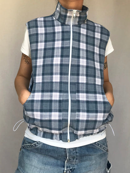 Chemise sans manche à carreaux Bleu clair