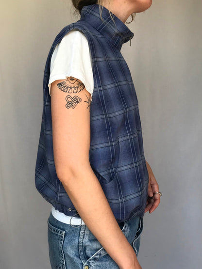 Chemise sans manche à carreaux Bleu foncé