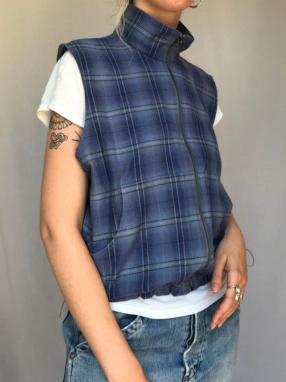 Chemise sans manche à carreaux Bleu foncé