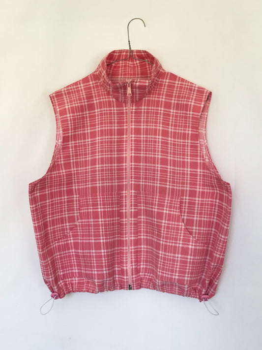 Chemise sans manche à carreaux Roses