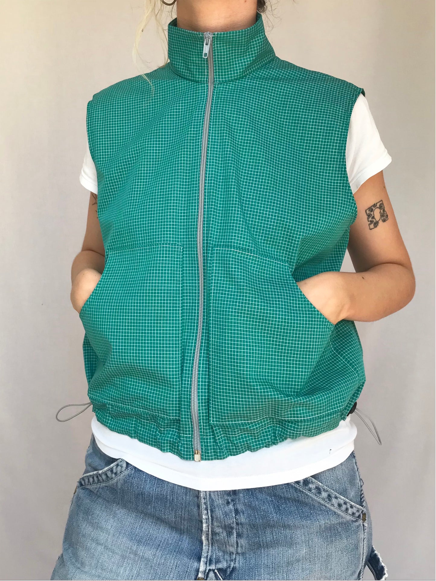 Chemise sans manche à carreaux Verts