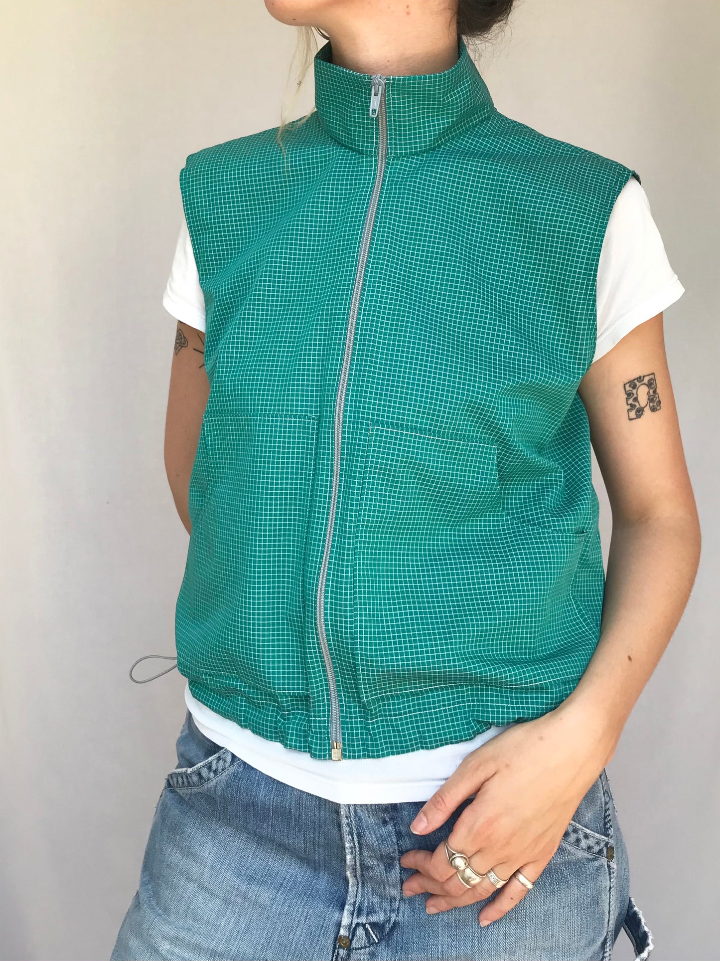 Chemise sans manche à carreaux Verts
