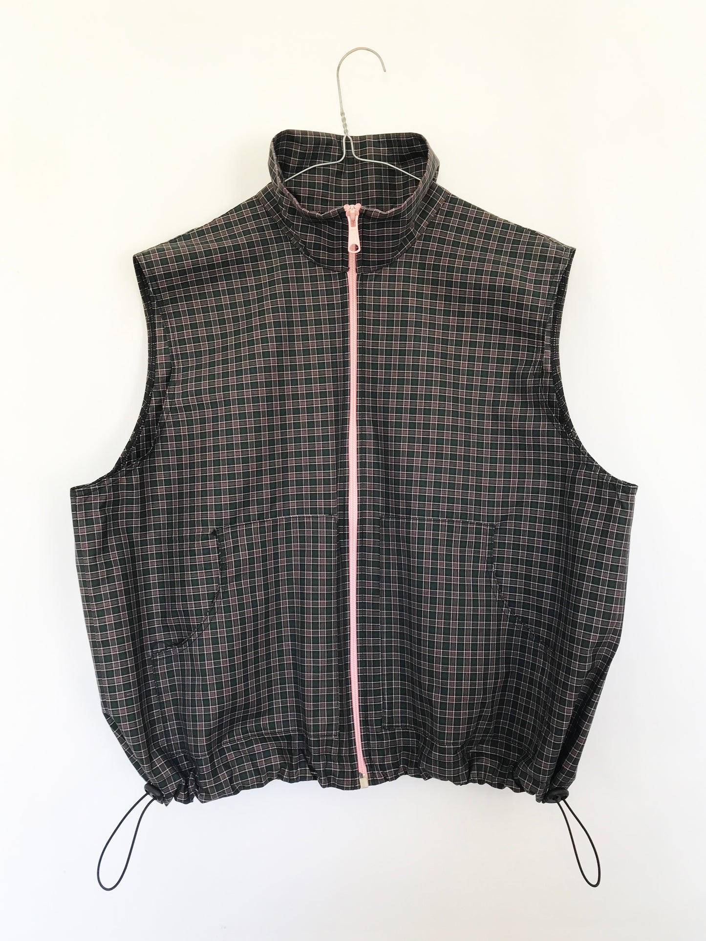 Chemise sans manche à carreaux Verts et Roses