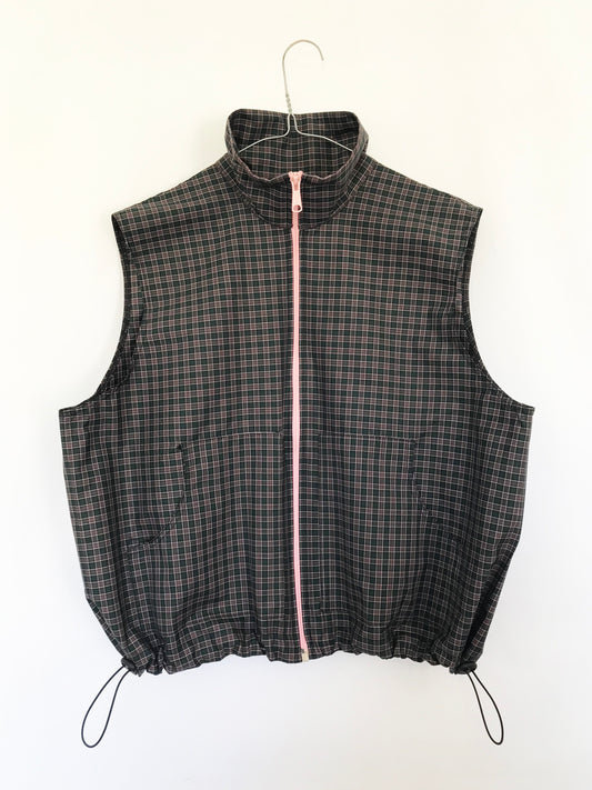 Chemise sans manche à carreaux Verts et Roses