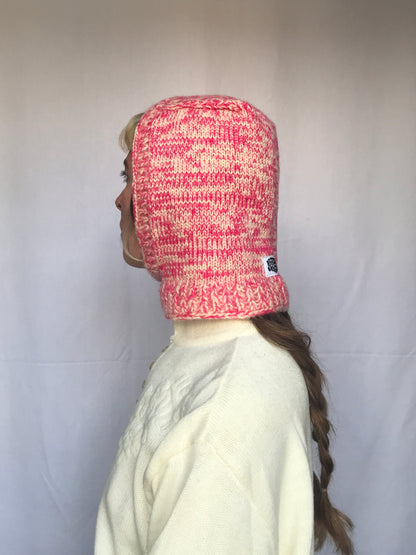 Cagoule vanille et rose bonbon