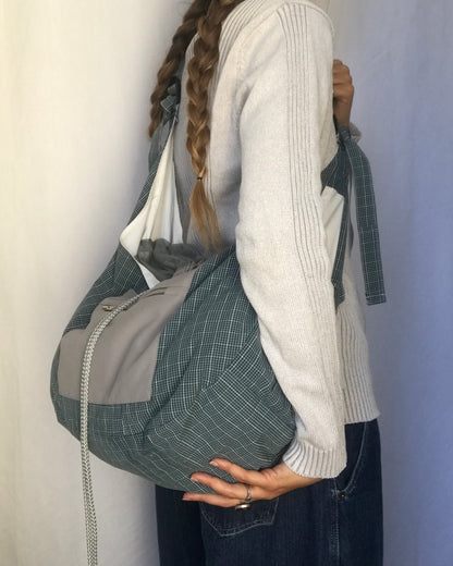 Crossbody Bag à carreaux vert et gris