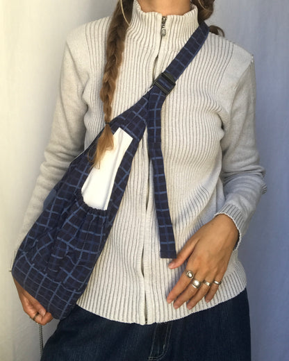 Crossbody Bag à carreaux bleu marine