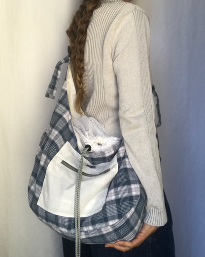 Crossbody Bag à carreaux bleu et blanc