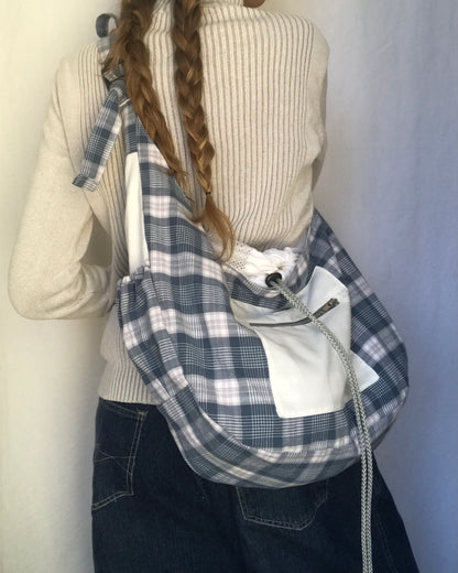Crossbody Bag à carreaux bleu et blanc