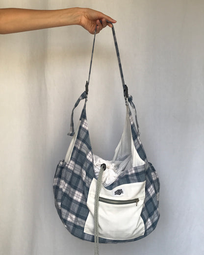 Crossbody Bag à carreaux bleu et blanc