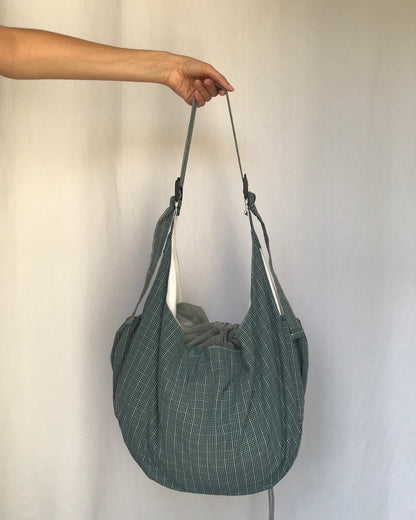 Crossbody Bag à carreaux vert et gris