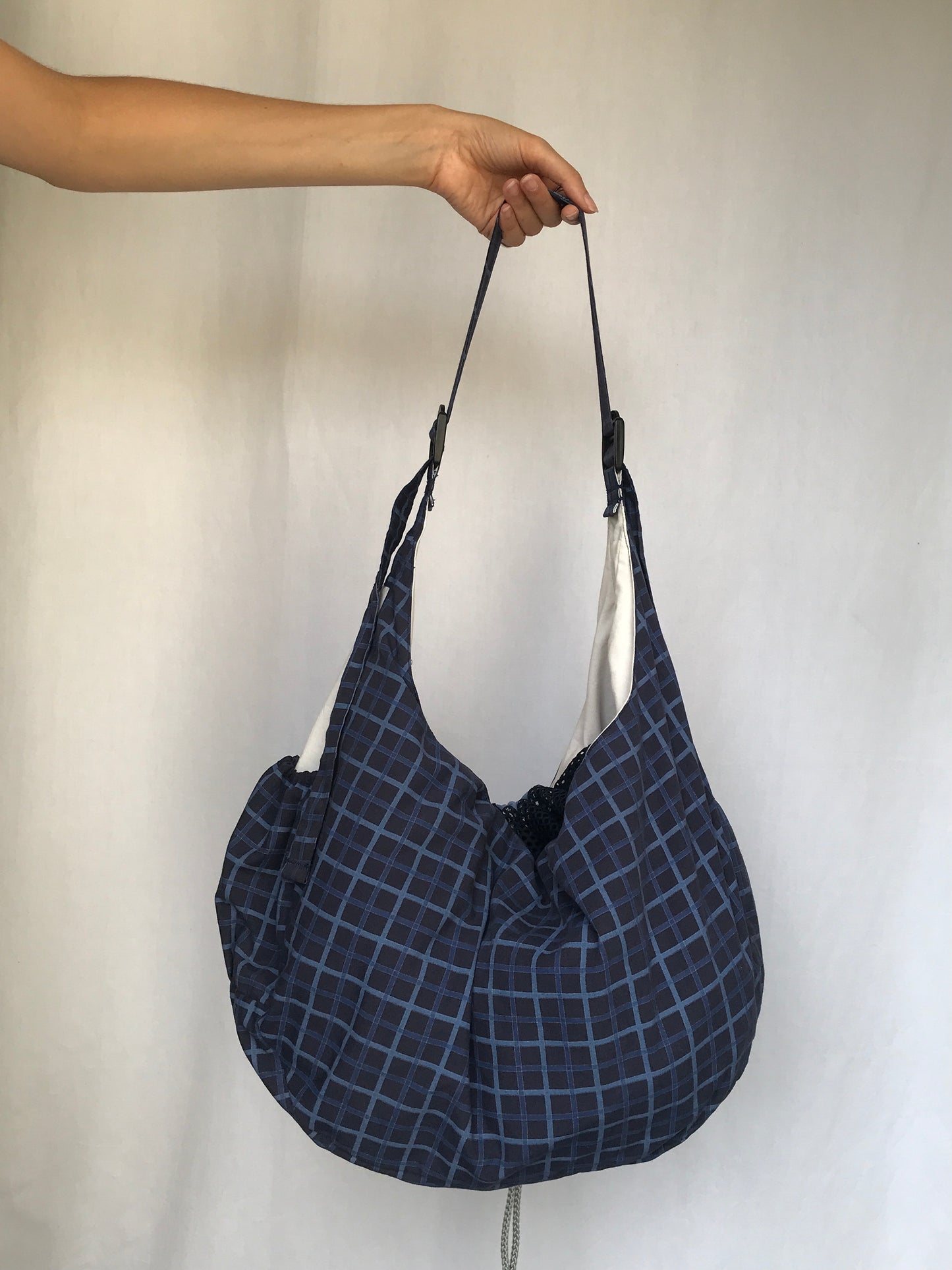 Crossbody Bag à carreaux bleu marine