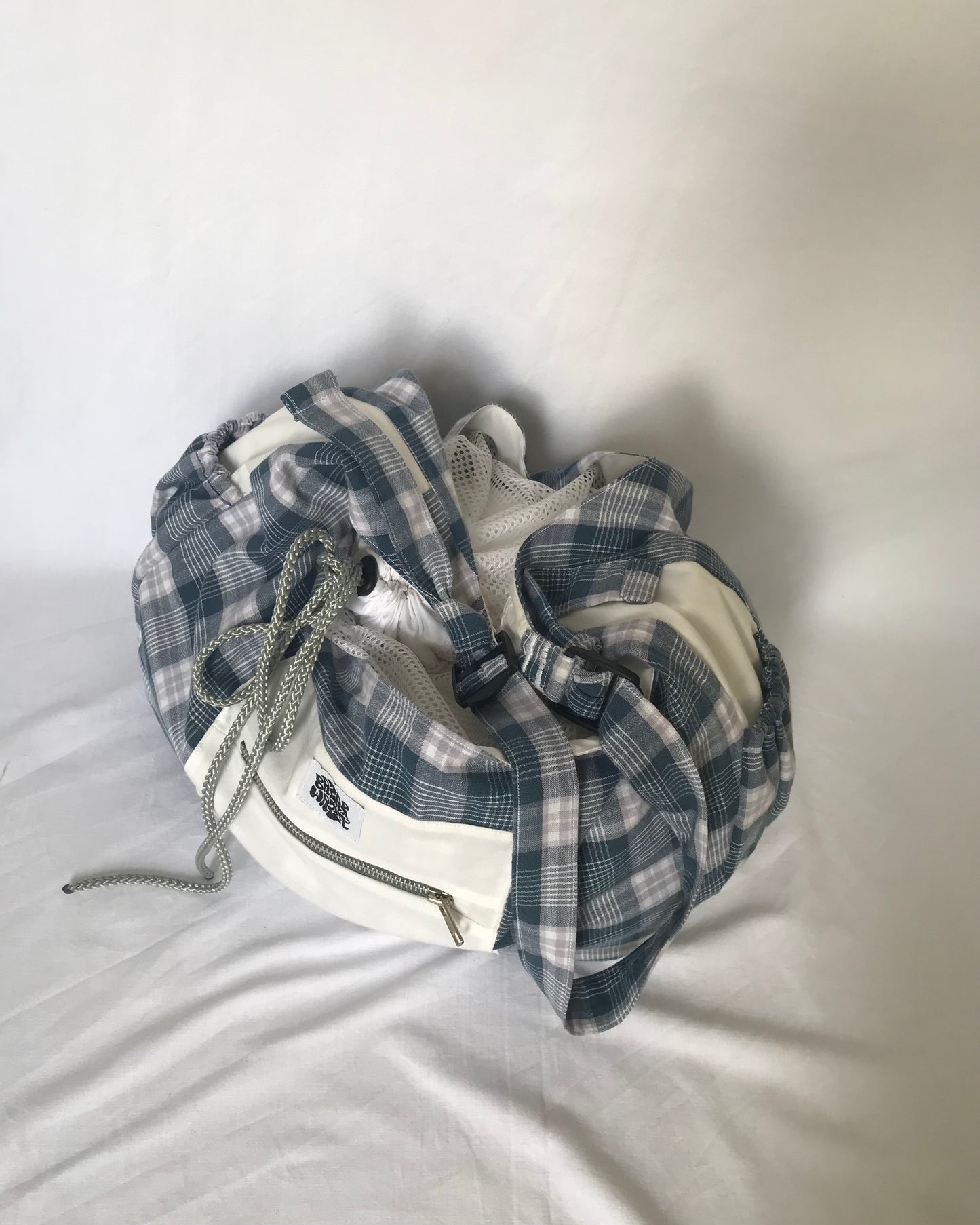 Crossbody Bag à carreaux bleu et blanc