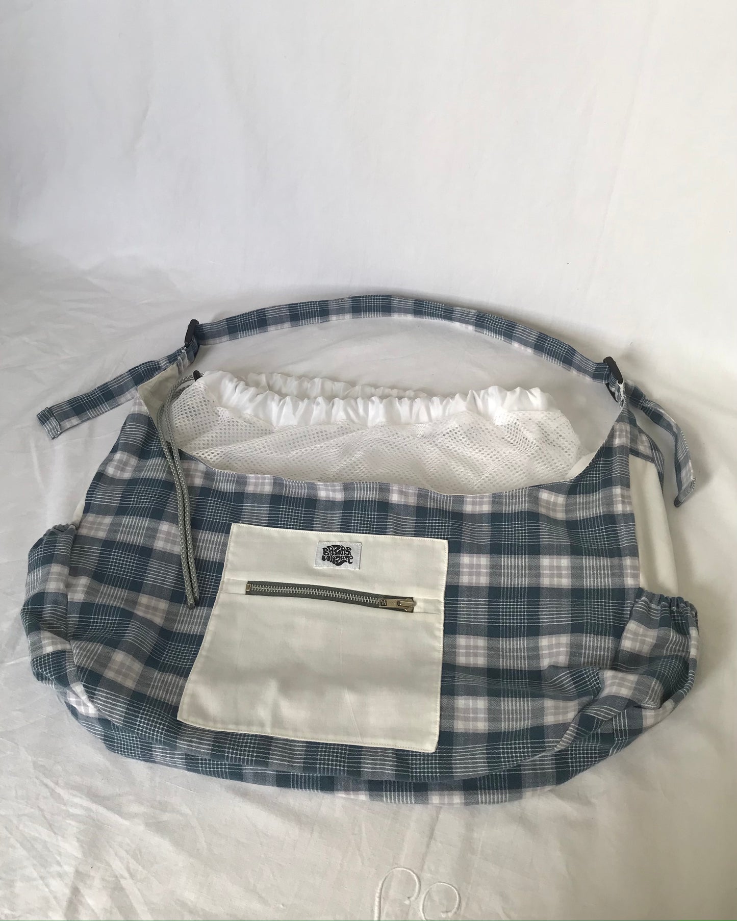 Crossbody Bag à carreaux bleu et blanc