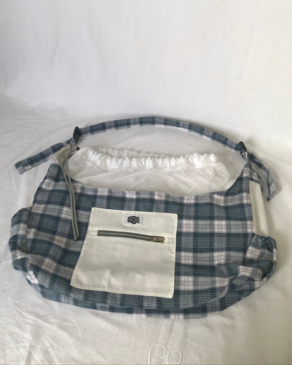 Crossbody Bag à carreaux bleu et blanc