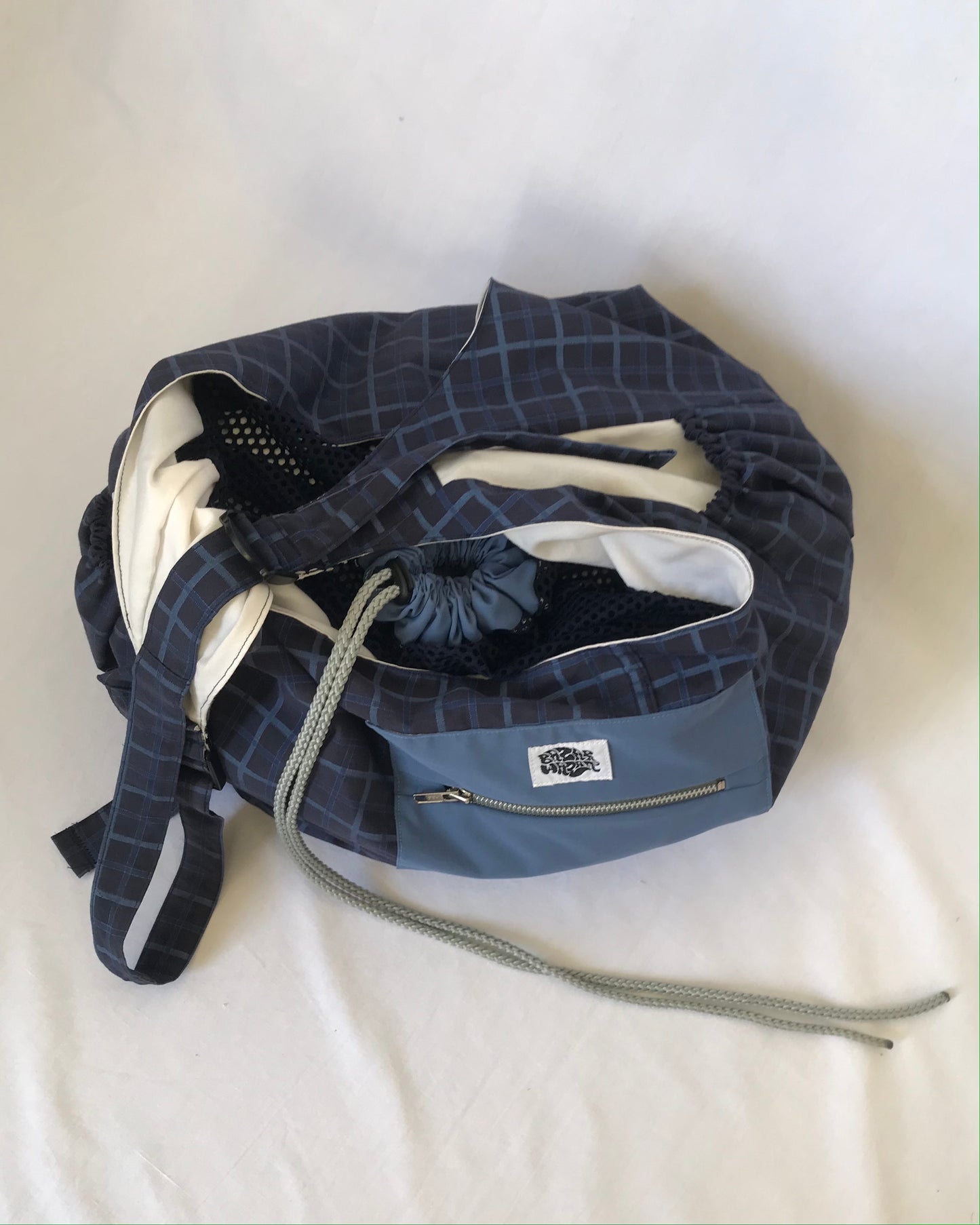 Crossbody Bag à carreaux bleu marine